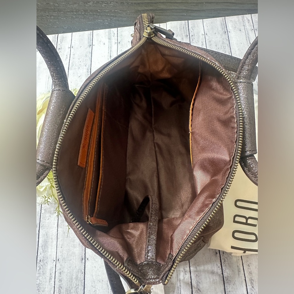HOBO Chocolate Brown Leather Top-Handle Shoulder Bag - Picture 11 of 13
